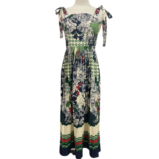 Tie Shoulder Printed Midi Dress – DALIA ...
